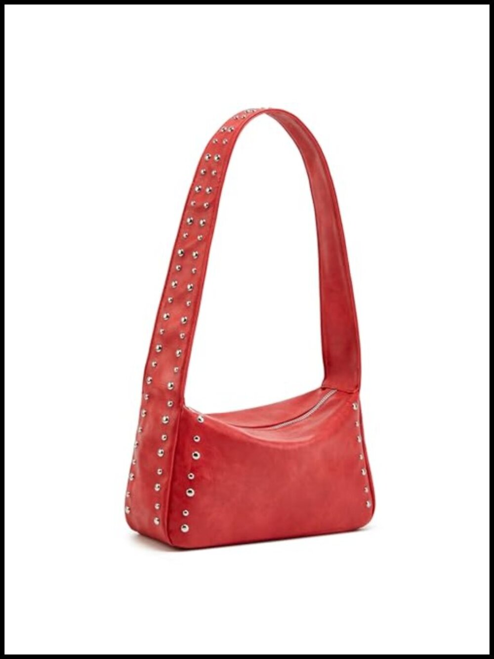 Edgy Studded Vegan Shoulder Bag with Extended Strap - Y2K Vintage Purse